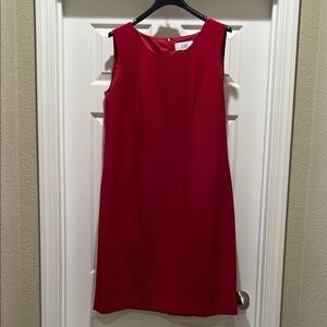 Women’s Le Suit Bold Red Suit Dress with Full Length Suit Jacket